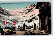 7710 Alp Grüm Gebrauchsspuren Hotel Restaurant Belvedere Alp Grüm Blick auf Palügletscher Wappen