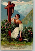 1906 Prägedruck Flurkreuz Frau
