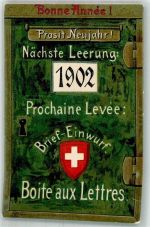 9400 Rorschach 1902 Lithographie / Künstlerkarte Briefkasten Neujahr 1902 Ort lt. Stempel