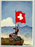 Genève Genf Bundesfeiertkarte 1939 für Notleidende Mütter Bundesfeier / Pro Patria Schweiz Lithographie / Künstlerkarte