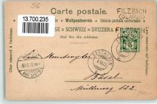 8877 Murg 1899 BOAKC Gasthaus Schiffli u. Rössli Posthilfstelle Filzbach Lithographie