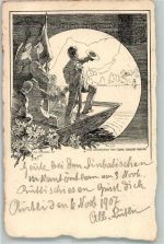 6441 Rütli 1907 Künstlerkarte sign. Menggli, Ed. Ans Vaterland ans Treue schliess dich an Ort lt. Stempel