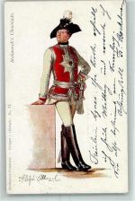 sign. Menzel Uniform Regiment Gruppe 1 Nr. 6 AK Stollwerck Schokolade 1902 Künstlerkarte