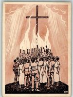 1937 Gebrauchsspuren sign. Hess Bund evangel. Jugend der Ostschweiz Fackeln zusammen Hand in Hand