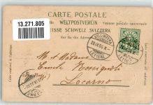 6500 Bellinzona 1904 Prägedruck Castello Svitto Ticino Flaggen Wappen