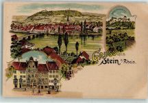 8260 Stein am Rhein Lithographie Schloss Hohenklingen Marktplatz