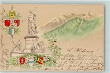 6463 Bürglen UR 1901 Prägedruck Helvetia Denkmal Wappen Ort lt. Stempel