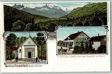 8717 Benken SG Lithographie Maria Bildstein Kapelle GAsthof Zum Pilgerhaus