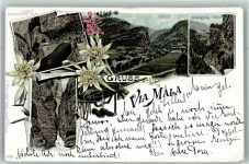 7430 Thusis 1897 Lithographie Via Mala Brücke Edelweiß Adelskorrespondenz