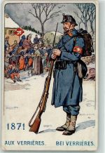 2126 Les Verrières Gebrauchsspuren Soldat Uniform der Schweizer-Soldat im Laufe der Jahrhunderte sign. Eo. Elzingre