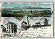 8712 Stäfa 1901 BOAKC Lithographie Schulhaus Kirche Gebrauchsspuren, bitte Scan genau beachten!