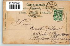 8712 Stäfa 1901 BOAKC Lithographie Schulhaus Kirche Gebrauchsspuren, bitte Scan genau beachten!