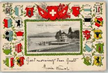 1200 Genève Genf 1904 Prägedruck Le Débarcadére de l´Ariana Wappen Passepartout