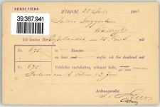 8000 Zürich 1882 Ganzsache Fluntern