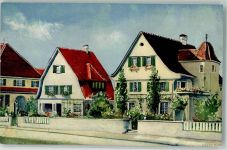 8580 Amriswil Künstlerkarte sign. H.Lehmann am Bahnhof