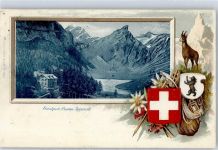 9050 Appenzell 1903 Lithographie Wappen Gemse Rucksack Seealpsee