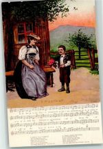 S` Alperösli Photochromie Nr. 425 Tracht Schweiz Lieder AK