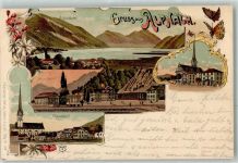 6053 Alpnachstad 1909 Lithographie Alpnachsee Alpnachdorf Kirche Schmetterlinge Verlag Künzli Nr 698