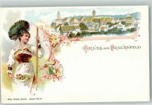 8500 Frauenfeld Lithographie Tracht Wappen