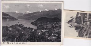 3700 Spiez AK mit Leporello ausziehbarer Papierstreifen Thunersee Faulensee Schloss Blümlisalp