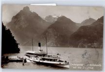 Seelisberg Landungssteg bei der Tellskapelle, Urirotstock, Schiff AKU1 Binnenschiff