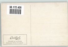 sign. Plass. Segelboot kurz vor dem Anlegen am Ufer eines Sees Werbung F.L. Cailler's Milch-Schokolade Schokolade Künstlerkarte