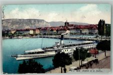 Genève Genf Dampfschiff- Anlegestelle Binnenschiff Foto AK