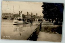 8000 Zürich 1928 Foto AK Dampfschiffanlegestelle