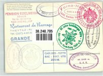 7504 Pontresina Gebrauchsspuren Rhätische Bahn Bernina Linie Hüttenstempel Rückseite