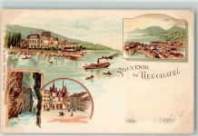 2000 Neuchâtel Neuenburg Lithographie Dampfer