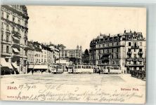 8000 Zürich 1903 Gebrauchsspuren Bellevueplatz Strassenbahn