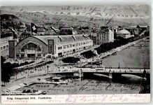 8000 Zürich 1905 Lithographie Sängerfest Festhütte 1905 Straßenbahn