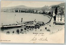 Montreux Hafen Raddampfer Bonivard Binnenschiff 1901