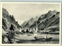 6454 Flüelen Radierung sign. Rohbock, L. Die Schweiz vor 100 Jahren