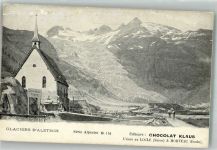 Fieschertal Kapelle vor dem Aletschgletscher Klaus Schokolade Werbe AK