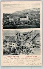 9473 Gams 1901 Foto AK Gasthaus zum Kreuz Kirche