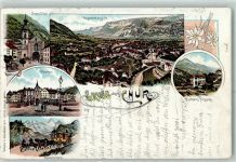 7000 Chur Coire 1901 Karte beschädigt Gruss aus Lithographie Verlag Guggenheim Nr. 473 Postkutsche Bündnerpost AK