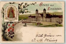8840 Einsiedeln 1904 Gebrauchsspuren Gnadenmutter Kirchenprozession Lithographie