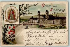 8840 Einsiedeln 1902 Karte beschädigt Gnadenbild Prozession Lithographie
