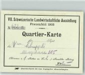 8500 Frauenfeld 1903 KEINE AK Quartierkarte Schw. Landwirtschaftliche Ausstellung