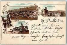 9410 Heiden Lithographie Kirchplatz Kurhaus Station Wienachten