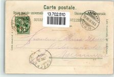 8272 Ermatingen 1899 BOAKC Lithographie Rathaus Hotel Adler Arensberg Salenstein Verlag Künzli Nr 198 Bahnpost Nr 30