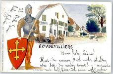 2043 Boudevilliers Malvilliers 1899 Künstlerkarte Kirche Wappen Ritter Hotel Post