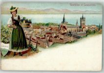1000 Lausanne Losanna 1902 Gebrauchsspuren Wappen Transitstempel Lithographie Verlag Künzli Nr 5048