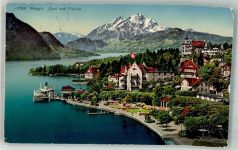 6353 Weggis 1926 Foto AK Quai und Pilatus