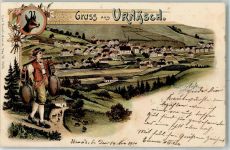 9107 Urnäsch 1900 Lithographie Kuhhirte Kühe Glocken Gämse