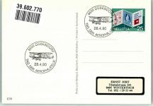8302 Kloten - Swissair Jumbo Jet Sonderstempel Tag der Aerophilatelie 1990