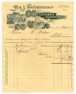 8820 Wädenswil Briefkopf Firmenrechnung Hutfabrik H. und J. Hochstrasser 1907