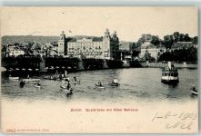 8000 Zürich 1903 - Ruderboote auf dem See Quaibrücke Hotel Bellevue