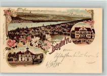 5712 Beinwil am See 1899 BOAKC Bahnhof Gasthof Löwen Lithographie
